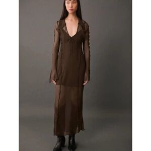 Mango sheer ruffle dress